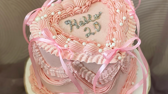 Love ribbon cake D15cm h10cm