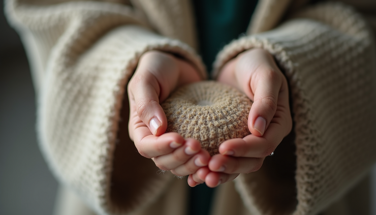 Close-up of a textured fabric used as a grounding object in therapy