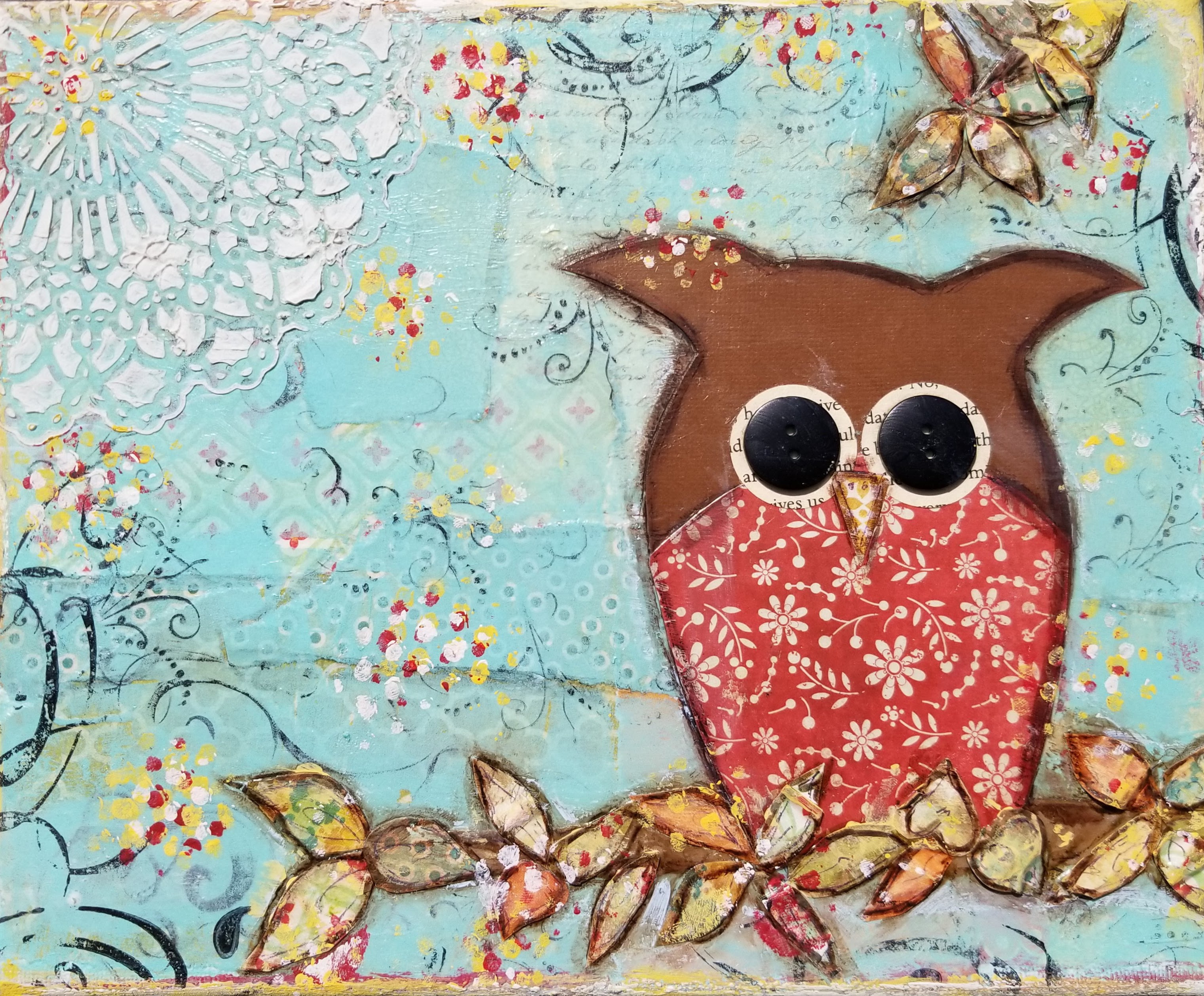 Mixed Media Owl Canvas