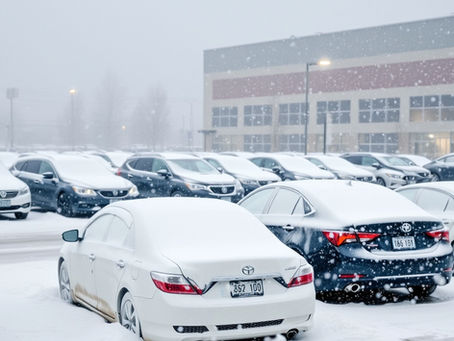 Snowy parking lot