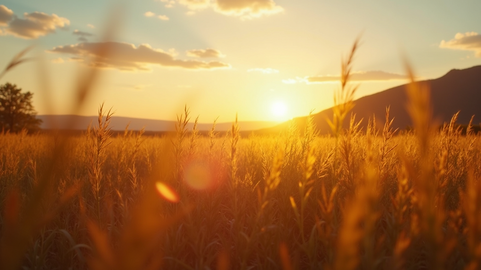 Eye-level view of a stunning landscape in golden hour light