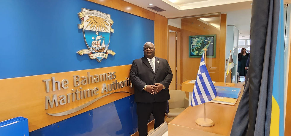 Minister Leon Lundy visits the Bahamas Maritime Authority Greece Office during a courtesy call with staff.