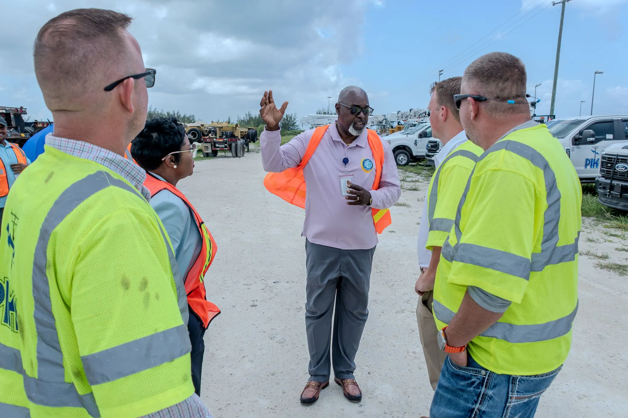 Minister of Energy and Transport Pike Corporation (Island Grid) bucket trucks on Tuesday.  