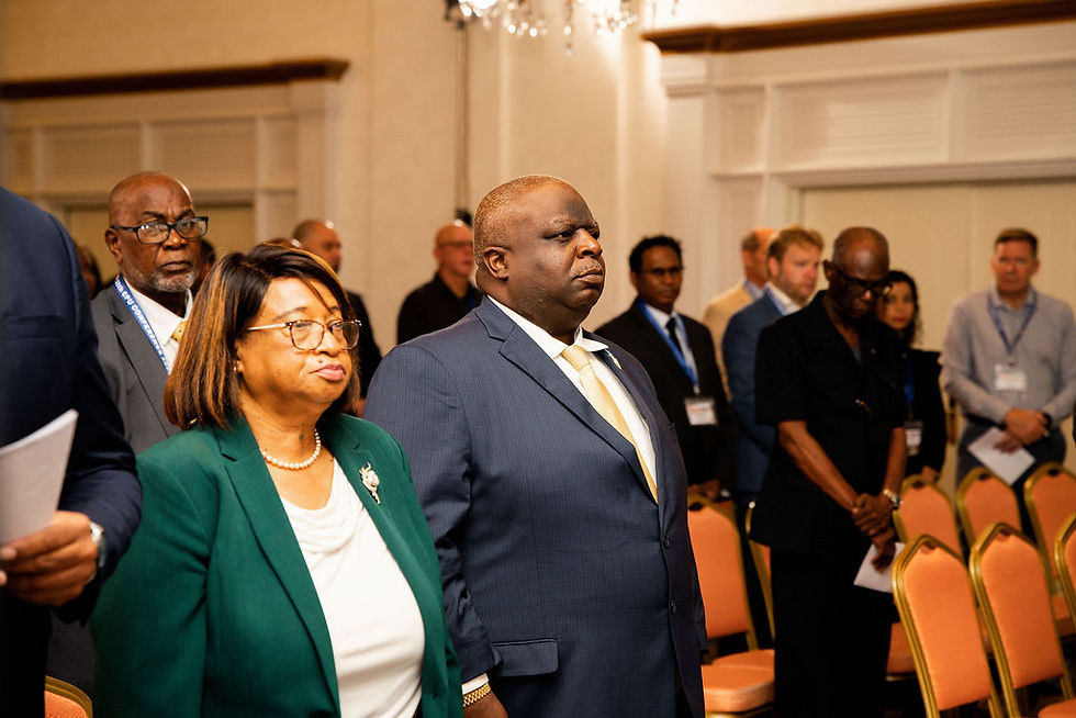 Minister Leon Lundy at the Caribbean Postal Union meeting, promoting regional cooperation and the continued development of postal services throughout the Caribbean.