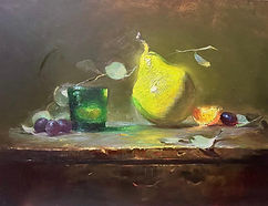 Finished Painting - Still Life Glass With Pear