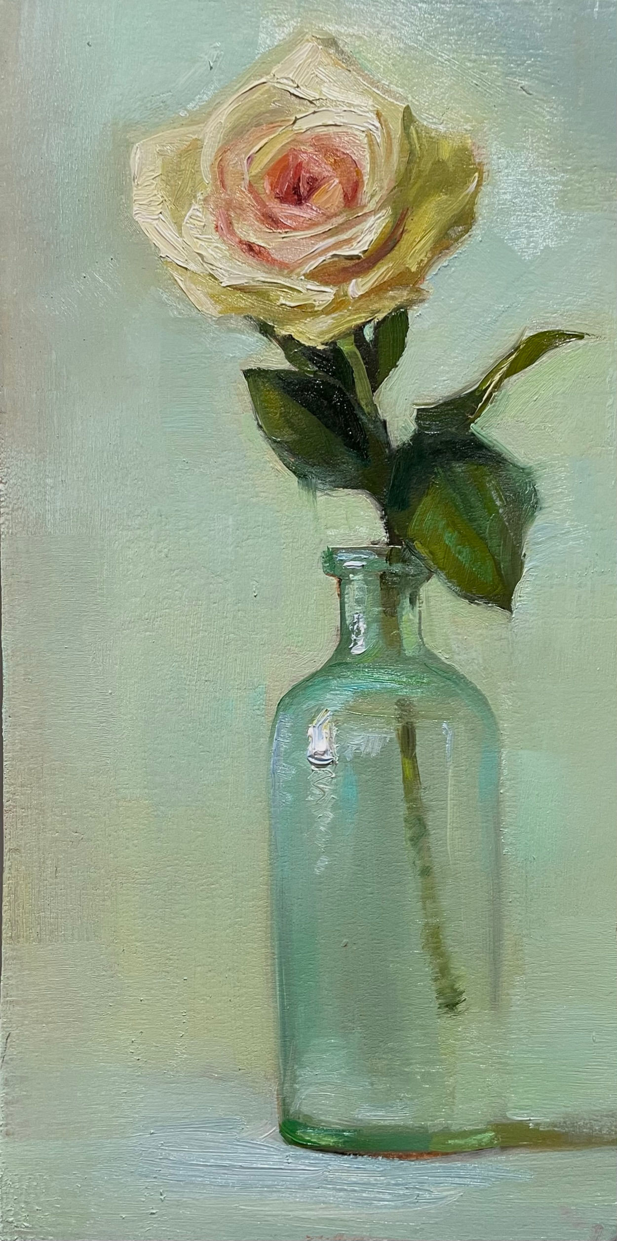 Rose In Glass Bottle Demo Painting