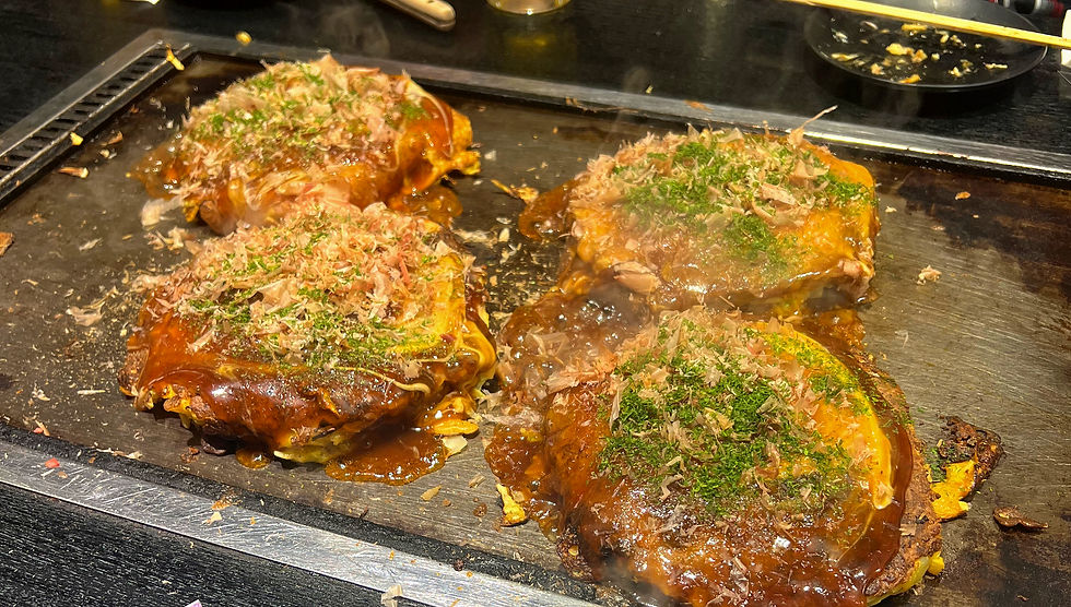 Okonomiyaki in Osaka Japan