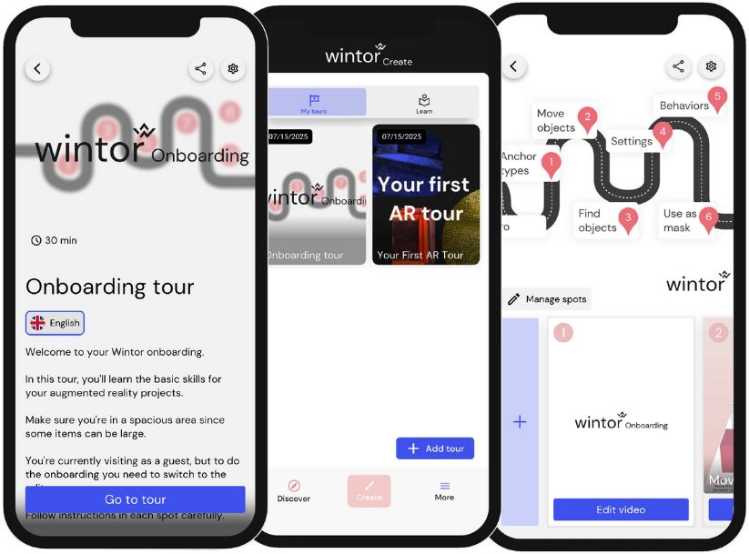 Wintor application - Onboarding Tour