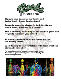 Coffman Bowling Team Signup Information