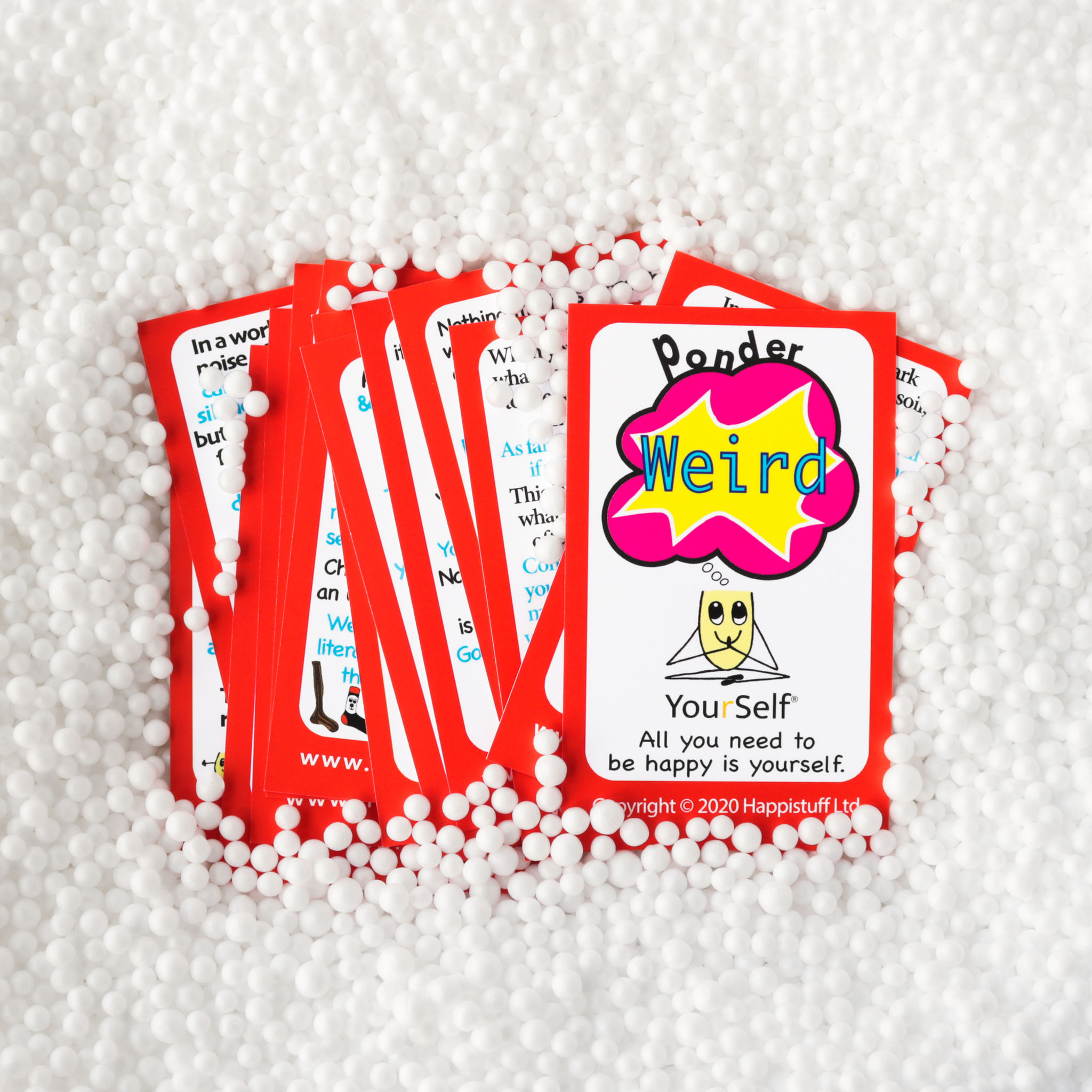 YourSelf Ponder Cards, full category, Weird, white small ball background. Copyright Happistuff Ltd 2020