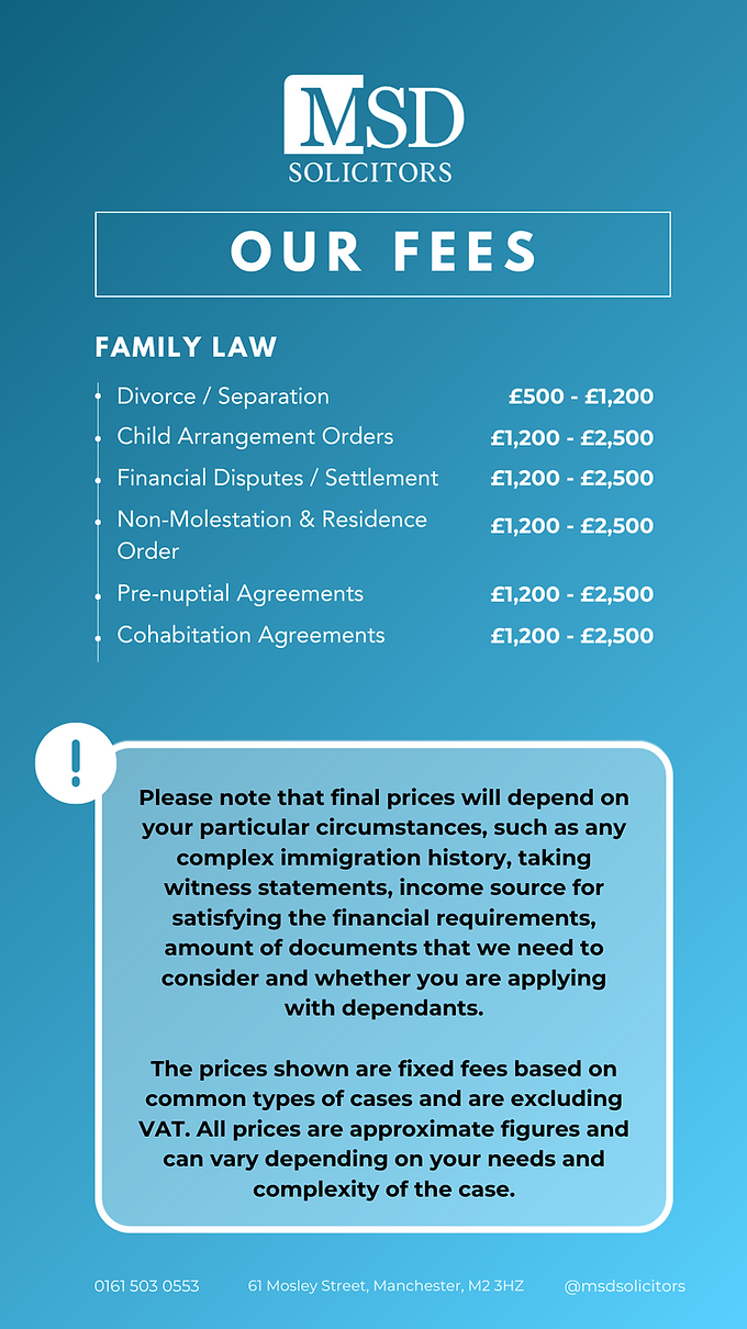 Family Law immigration Fee