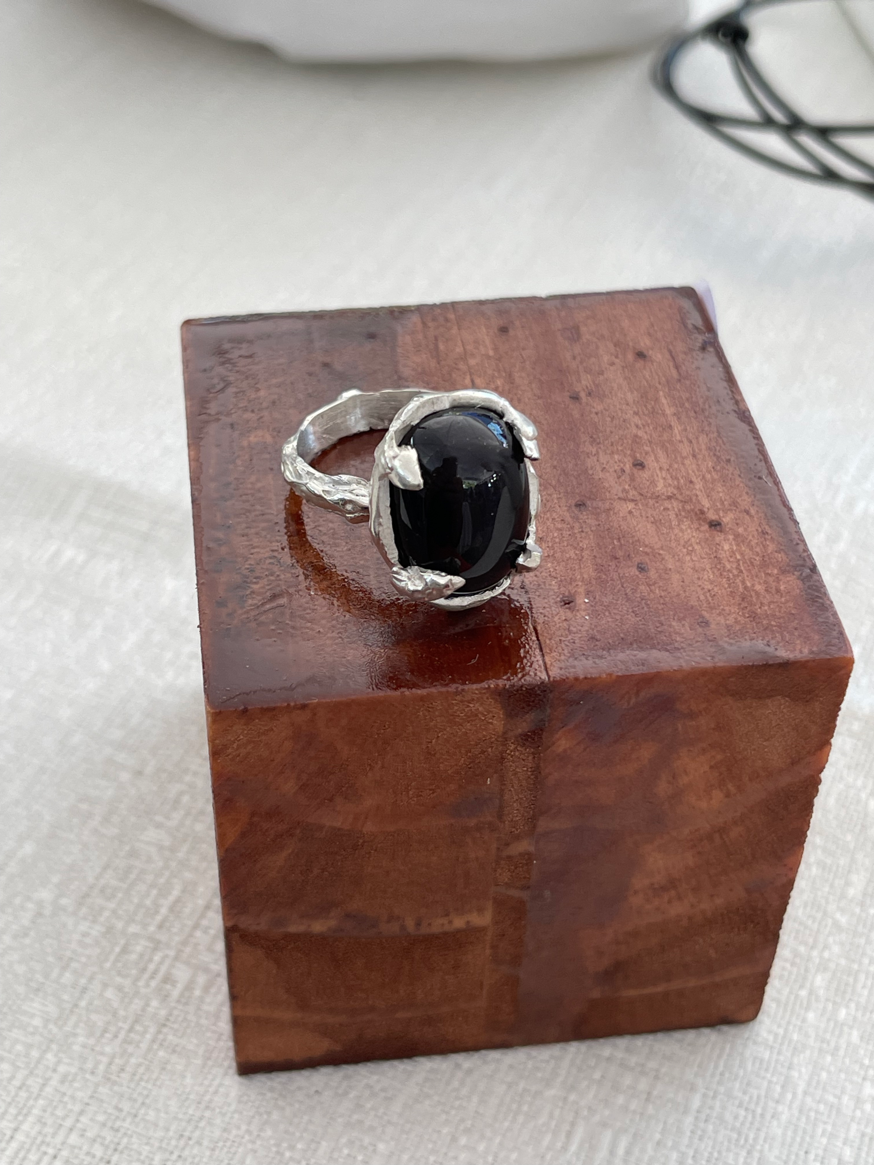 Anel Intuição, com Obsidiana