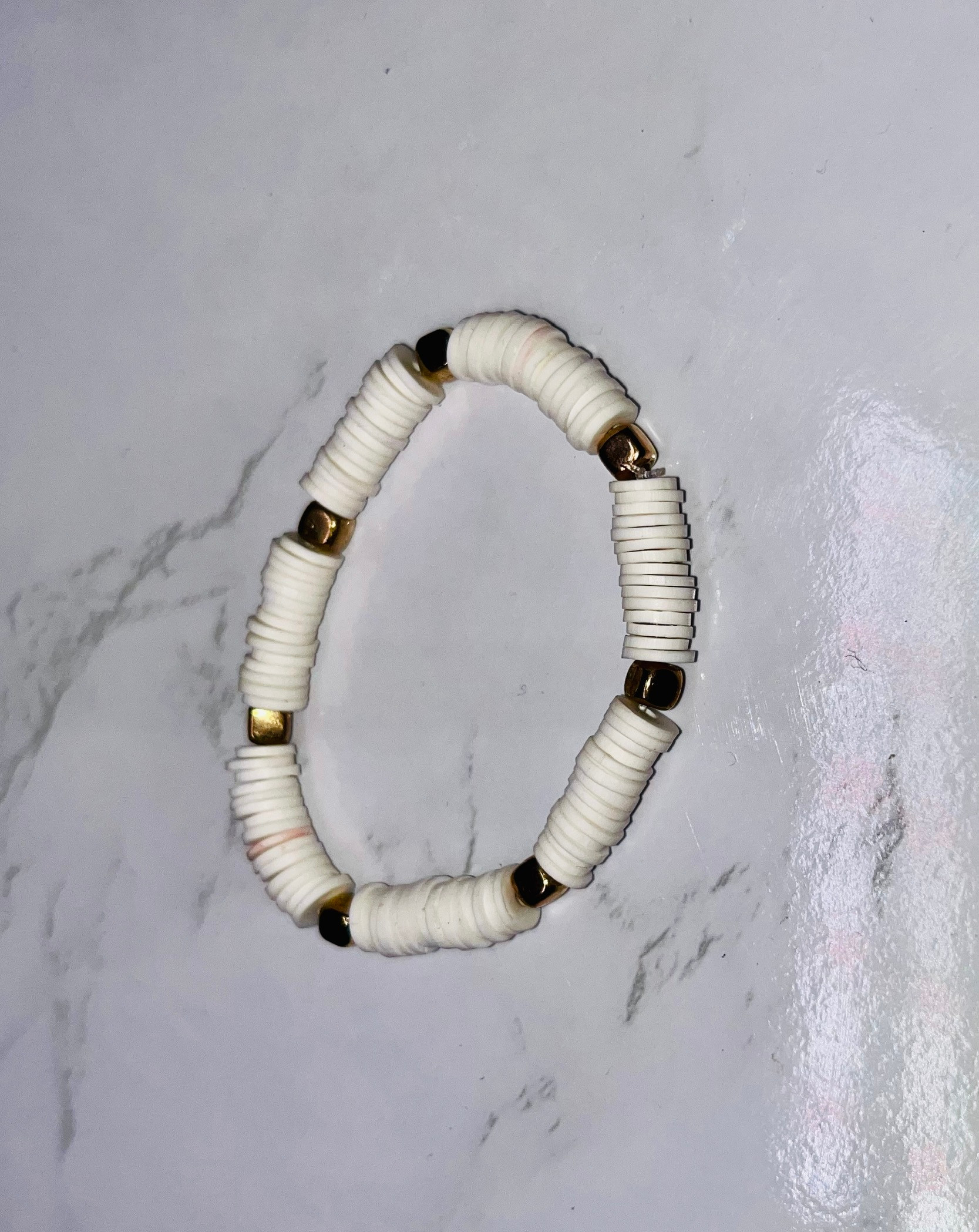 White Clay Bead Bracelet