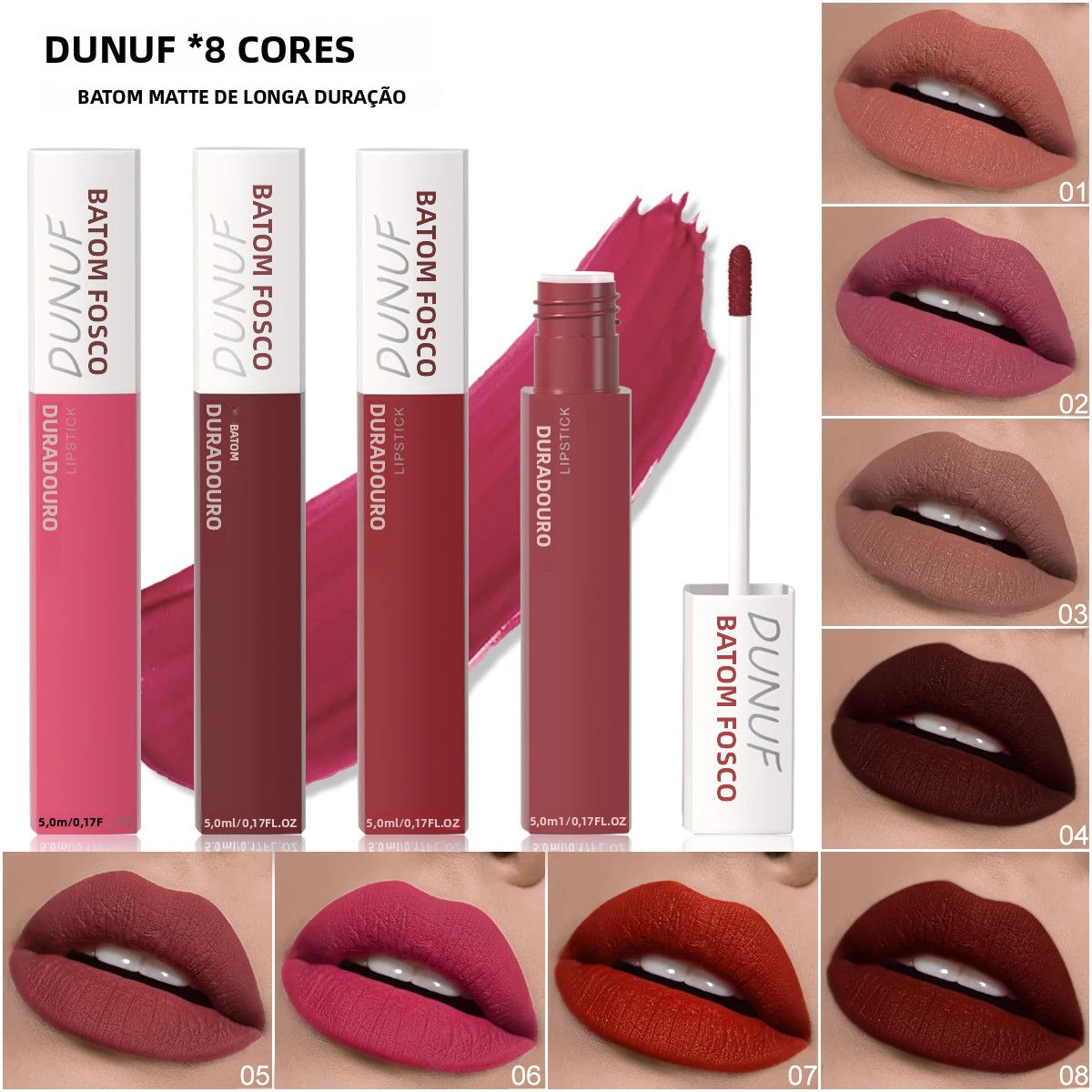 Velvet Matte Lip Gloss 8 Colors Rich Pigment Waterproof Lipstick Long Lasting Mo