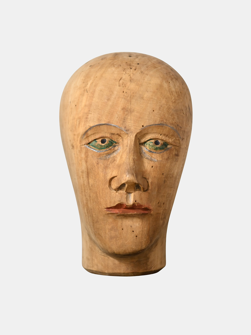 Thumbnail: Collection of 14 Millinery Carved Wooden Heads (Wig Stands)