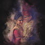 Digital drawing of couple portrait on wedding day