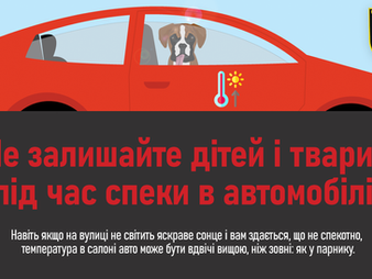Не залишайте в автомобілі дітей і тварин під час спеки — не наражайте їх на небезпеку