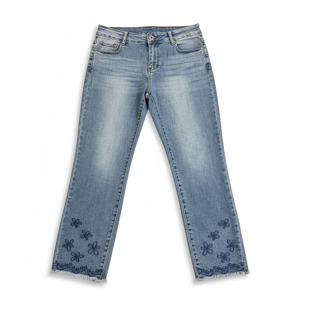 Pantalón Tejano Floreado