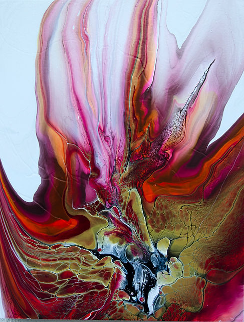 Abstract acrylic pouring bloom