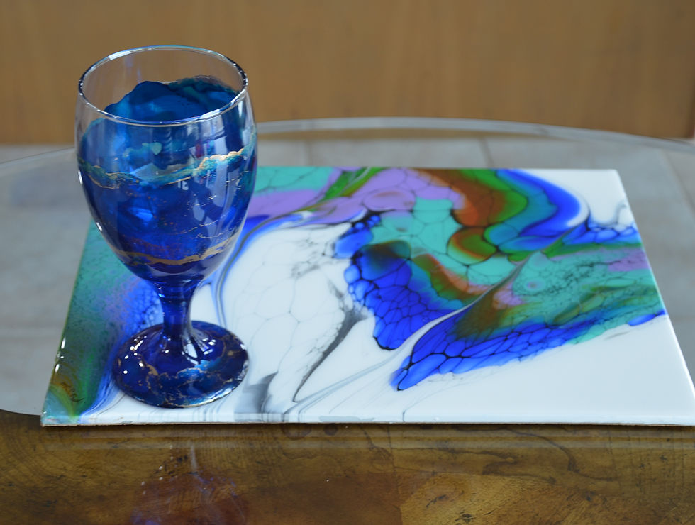 Thumbnail: 10X14" porcelain tile painted  with alcohol ink