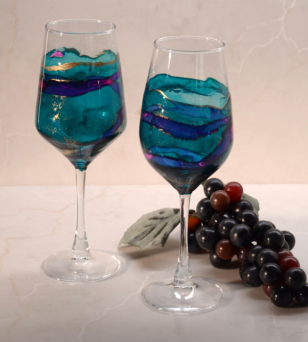Thumbnail: Teal and pink stemware set of 2