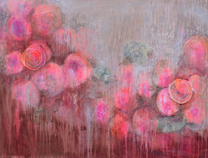 Abstract mixed media on canvas.