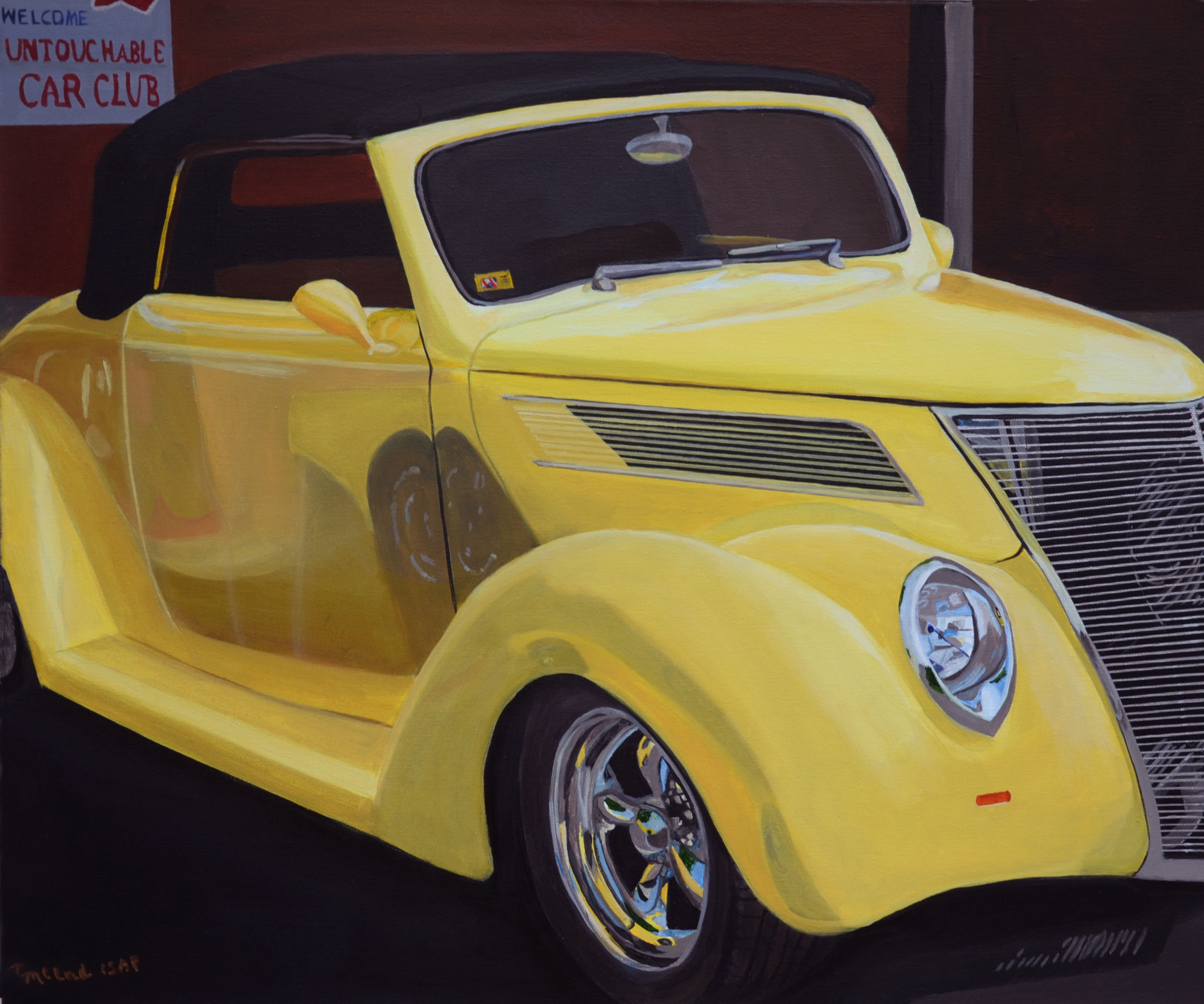 Untouchable Car Club, yellow car preproduction archival print
