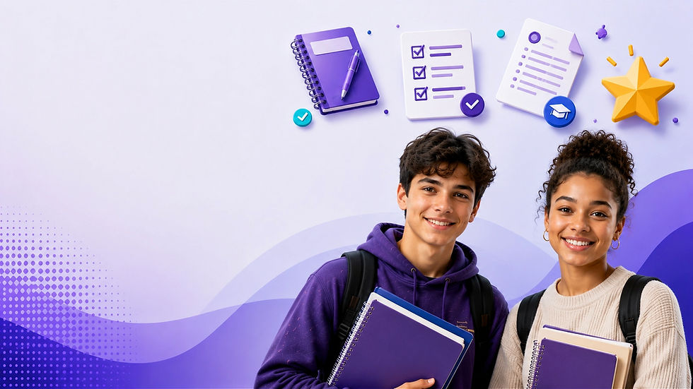 Teens holding a book and looking in the screen