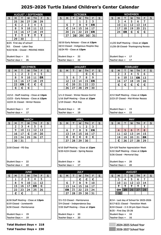 2025-2026 TICC Calendar - Family - updat