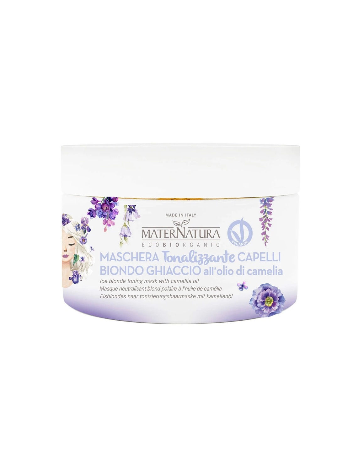 Maschera Tonalizzante Capelli Biondo Ghiaccio all'Olio di Camelia - Maternatura