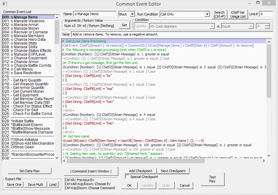 WOLF RPG Editor Common Events window