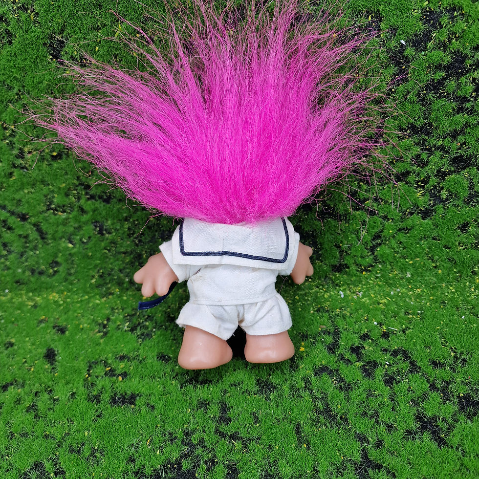 Thumbnail: DAM NORFIN 5" Troll Doll  Sailor  Pink Hair  1986 Vintage  Pink sailor Very rare