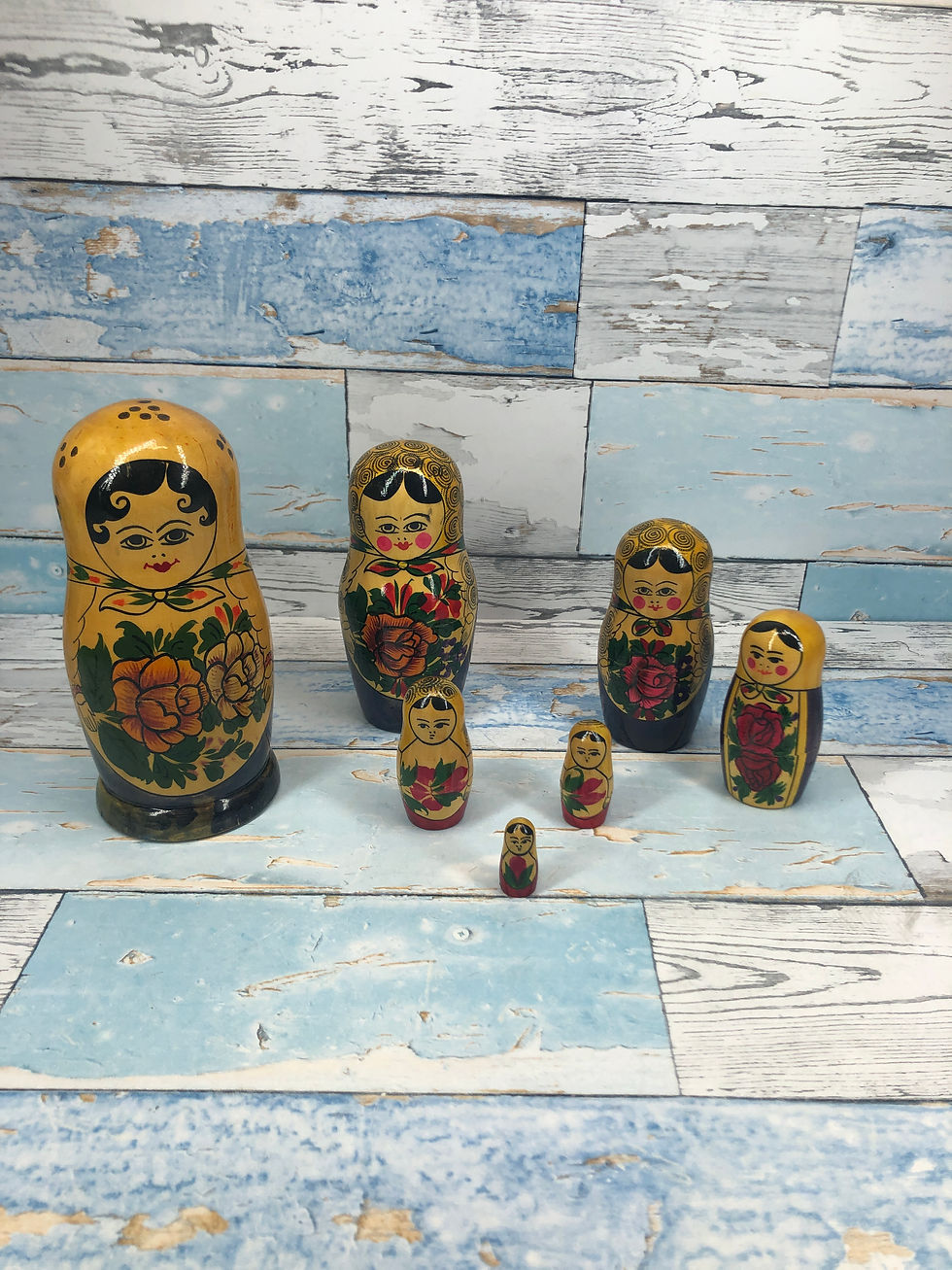 Thumbnail: USSR Russian Wooden  Nesting Dolls 7 piece Vintage Retro  Hatching Dolly's ,Gift