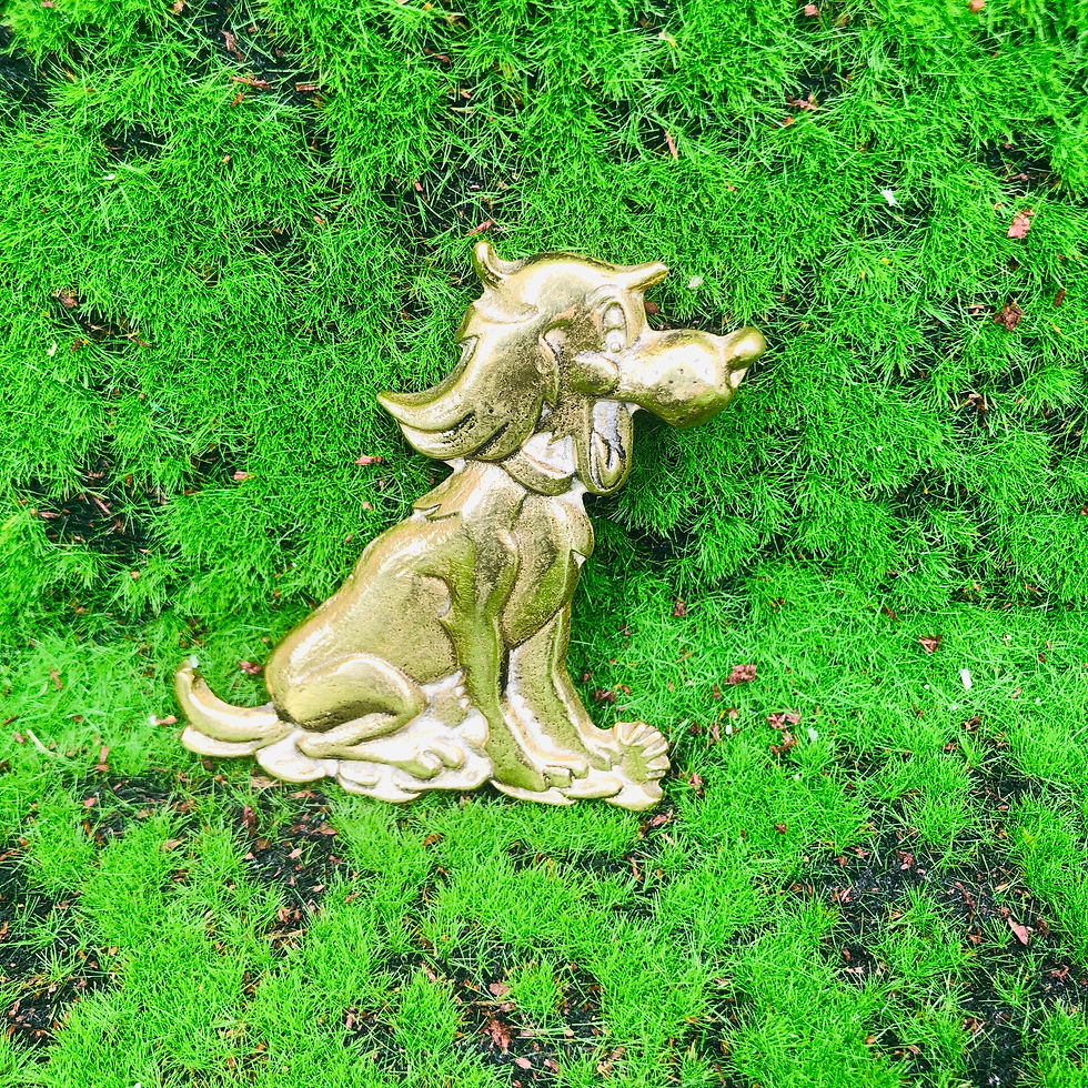 Brass Dog Figurine Peerage England 3" Wall Hang Decoration Ornament Vintage