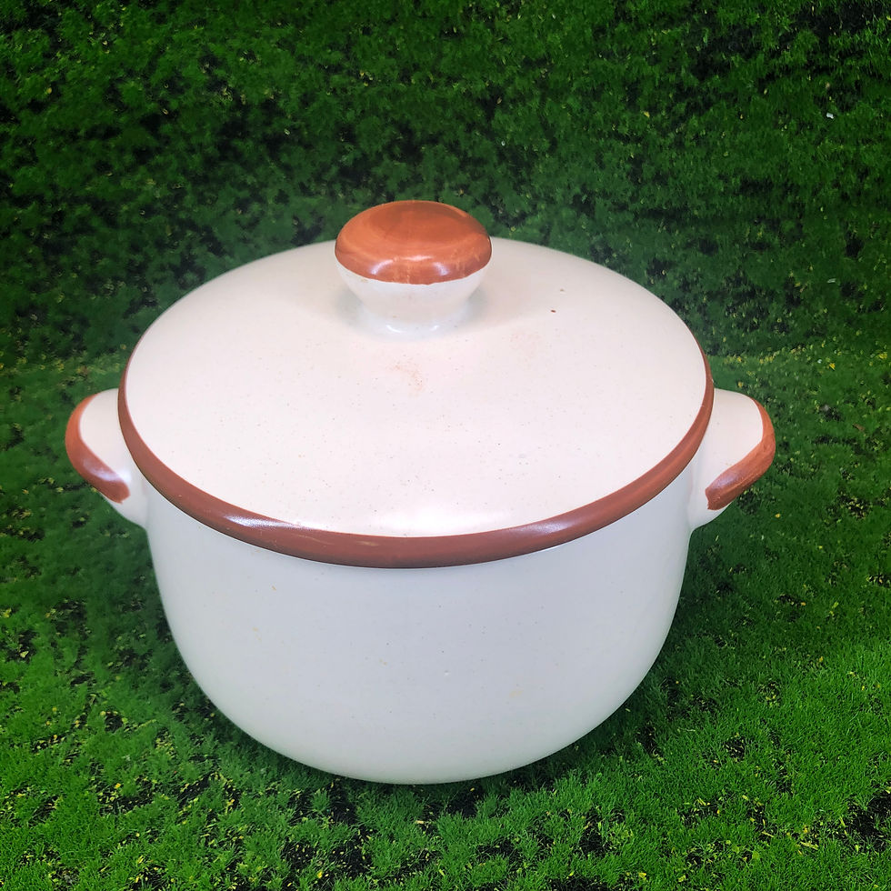 Thumbnail: Gardenia Flower Casserole Pot Japanesse ,boxed White and brown  with cover 58oz
