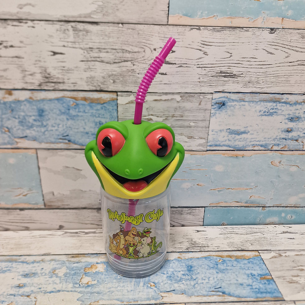 Thumbnail: Rainforest Cafe Frog 3D Head Travel Cup + Plush  soft toy  17" Green Gold uk
