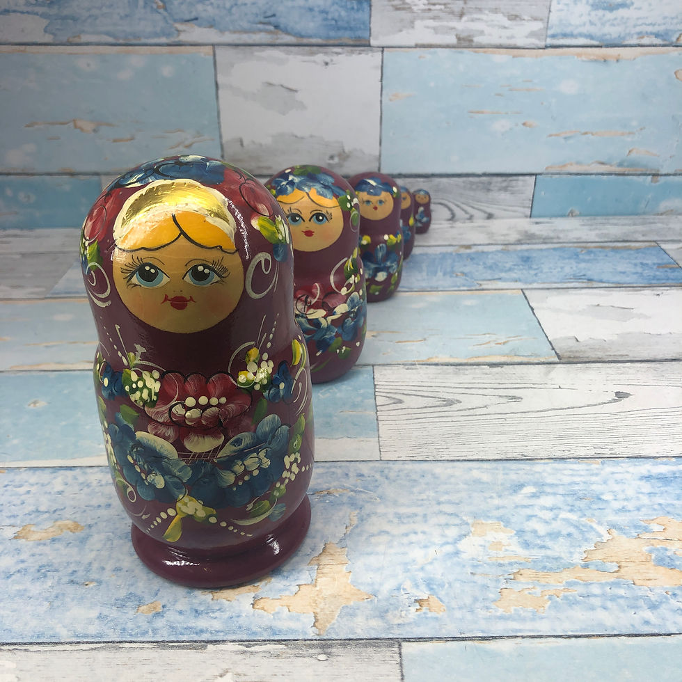 Thumbnail: USSR Russian Wooden  Nesting Dolls 5 piece Vintage Retro  Hatching Dolly