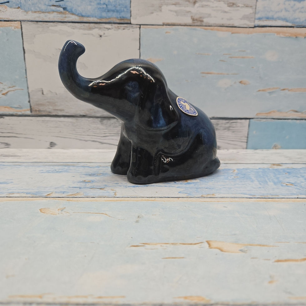 Elephant Blue Mountain Pottery Green Blue Drip Glaze seal Statue Figurine