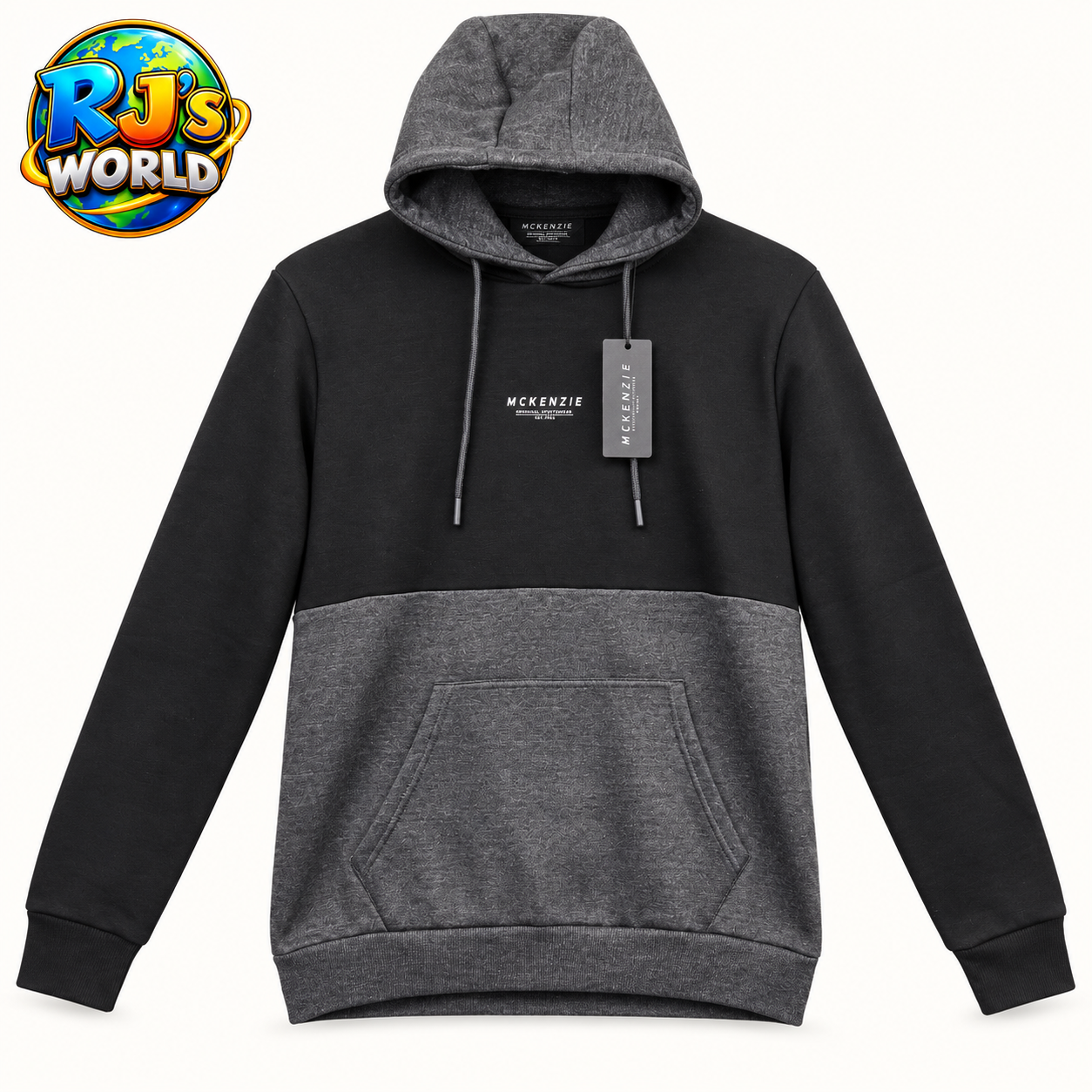 McKenzie Exhilarate Men's XL Black Grey Colour Block Hoodie BNWT