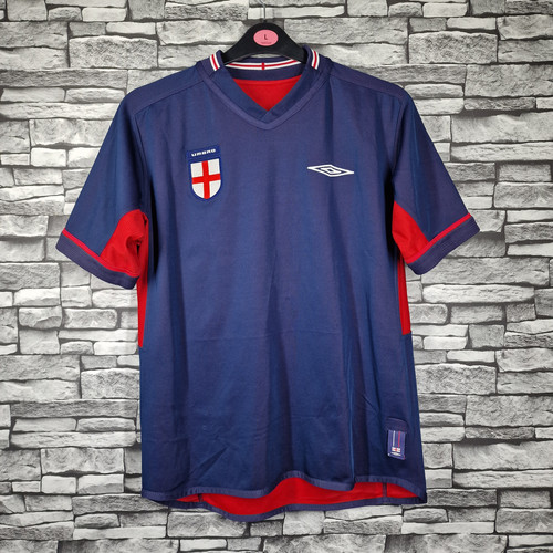 England Red Blue Reversible Away Football Shirt 2002 - 2004 Adults