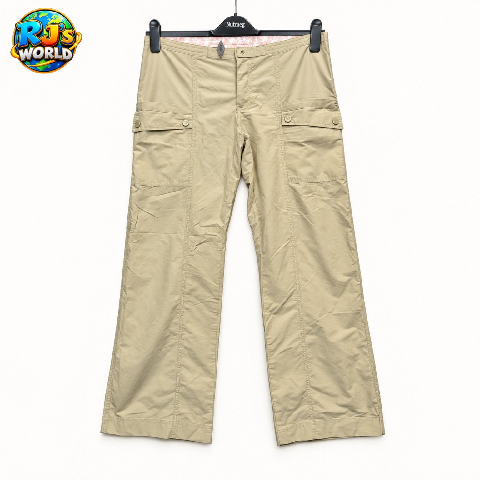 Roxy Life Women's Y2K Khaki Cargo Trousers Size 28 W32 L30 Wide Leg