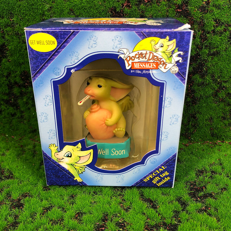Thumbnail: POCKET DRAGONS  Messages ‘Get Well Soon’ Boxed with Card,Pre Loved,real musgrave