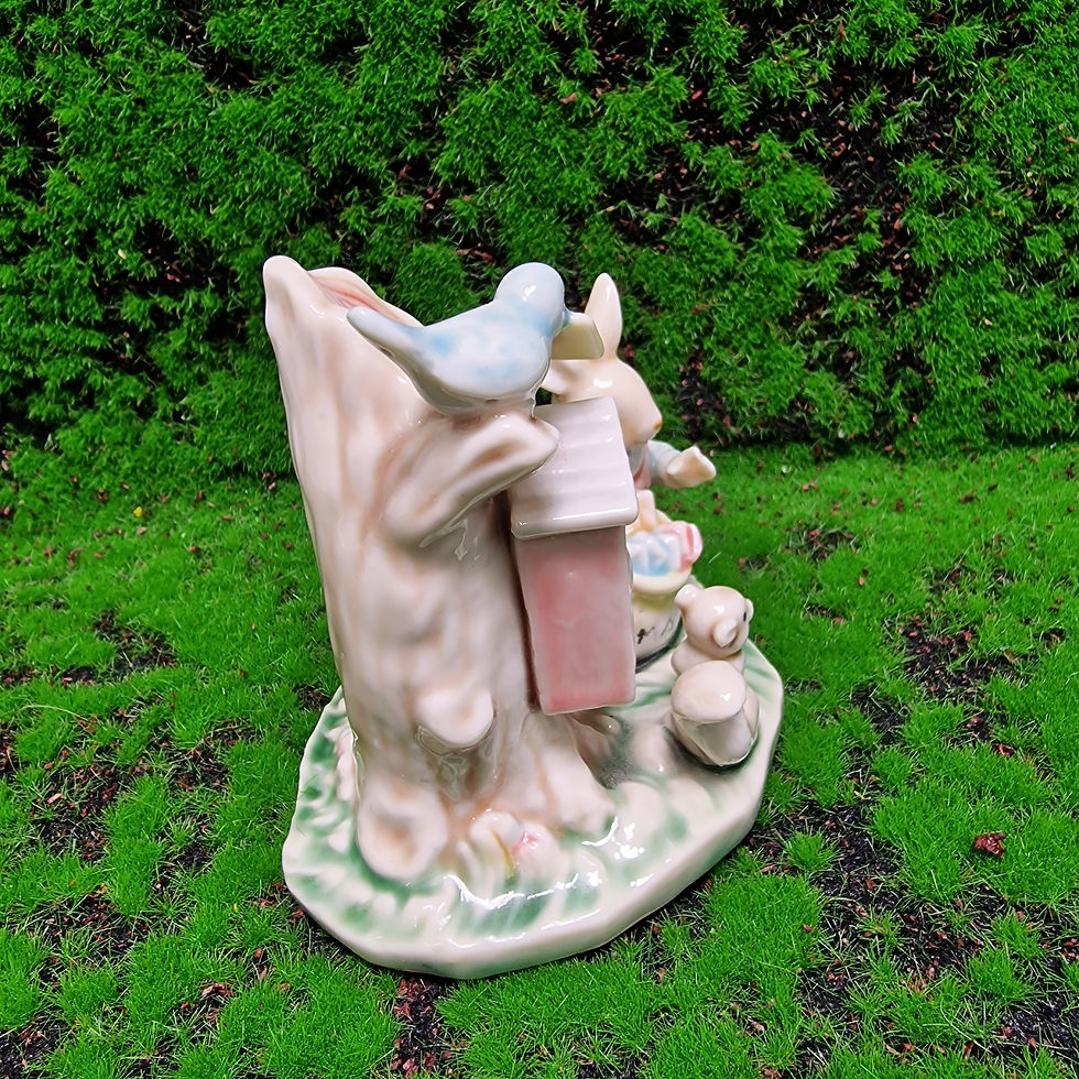 Thumbnail: Enesco Bunny Rabbit Porcelain Bird Mailbox Birdhouse  Squirrel Ornament