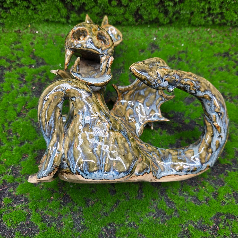 Thumbnail: Large Dragon Hand Made  Pottery  Huge Dragon Figure One Off  stone ware  EB1