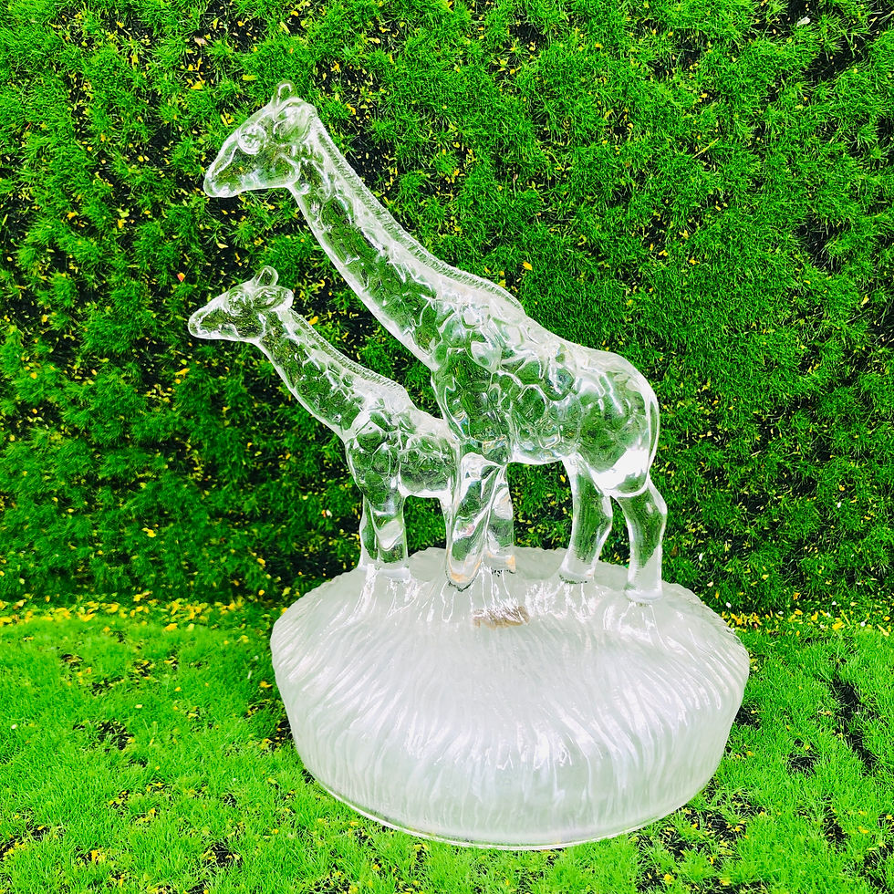 Royal Crystal Rock Giraffe and calf Glass 24% lead crystal Frosted Italian