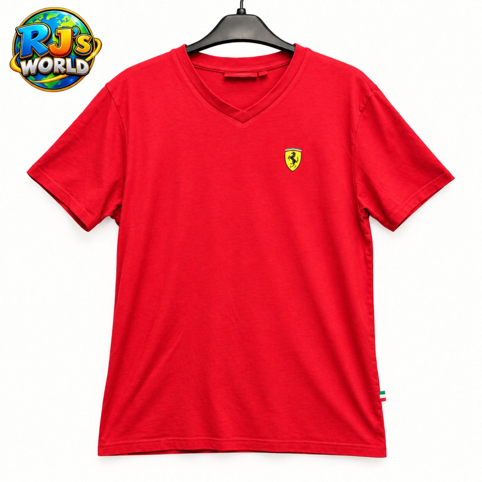 Ferrari Official Licensed Red V-Neck T-Shirt Men's M F1 Scuderia