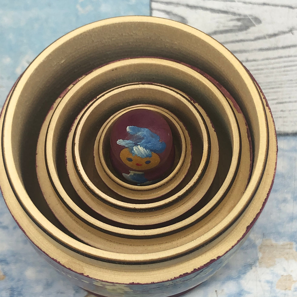 Thumbnail: USSR Russian Wooden  Nesting Dolls 5 piece Vintage Retro  Hatching Dolly