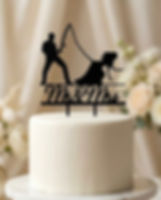 Thumbnail: Fishing Wedding Cake Topper: Mr. & Mrs. 3D Printed Decoration