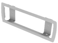 Bezel or trim that enables an emergency lighting bulkhead to be fitted semi-recessed in a ceiling.