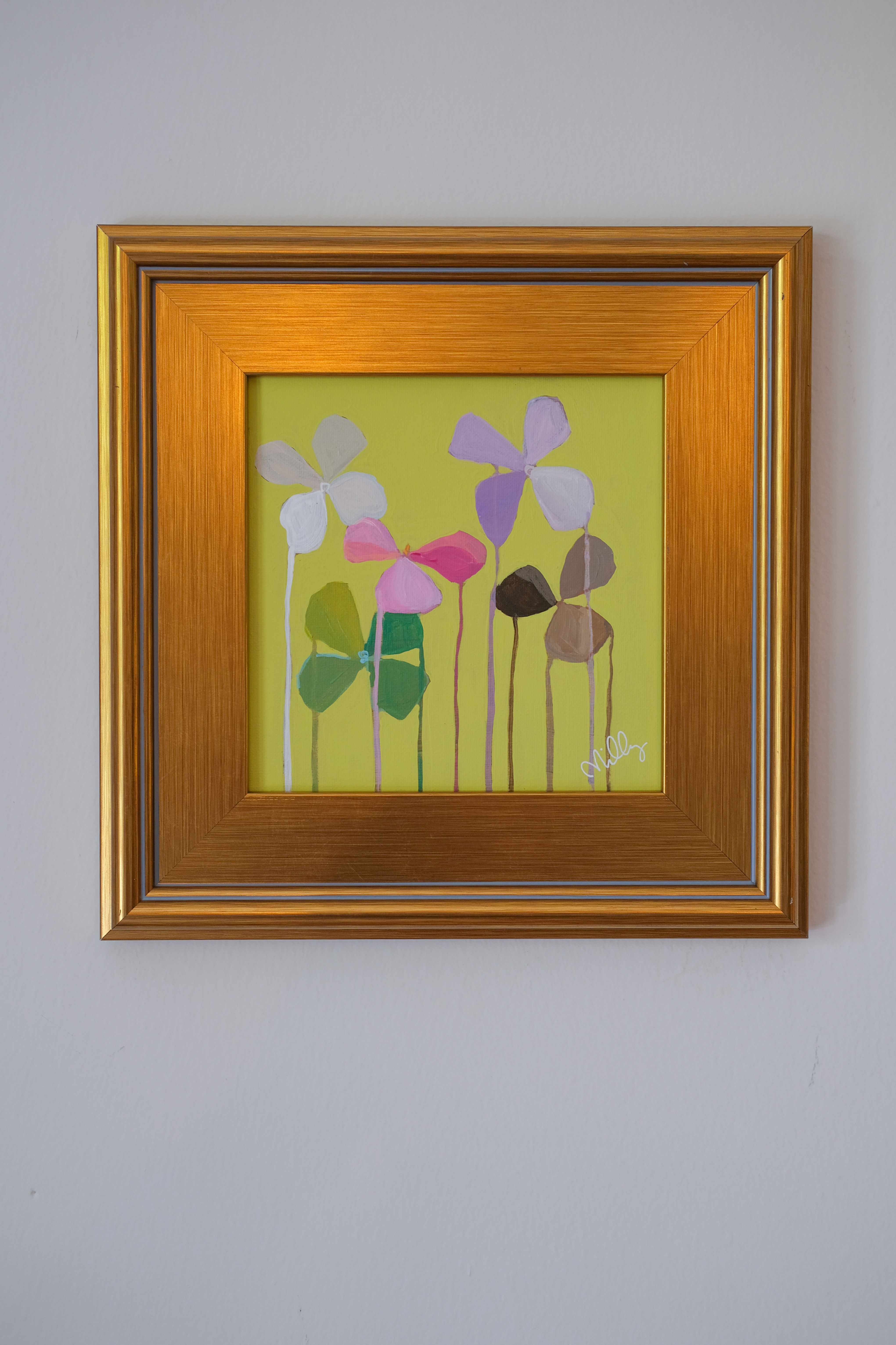 8x8 Framed Chartreuse Floral